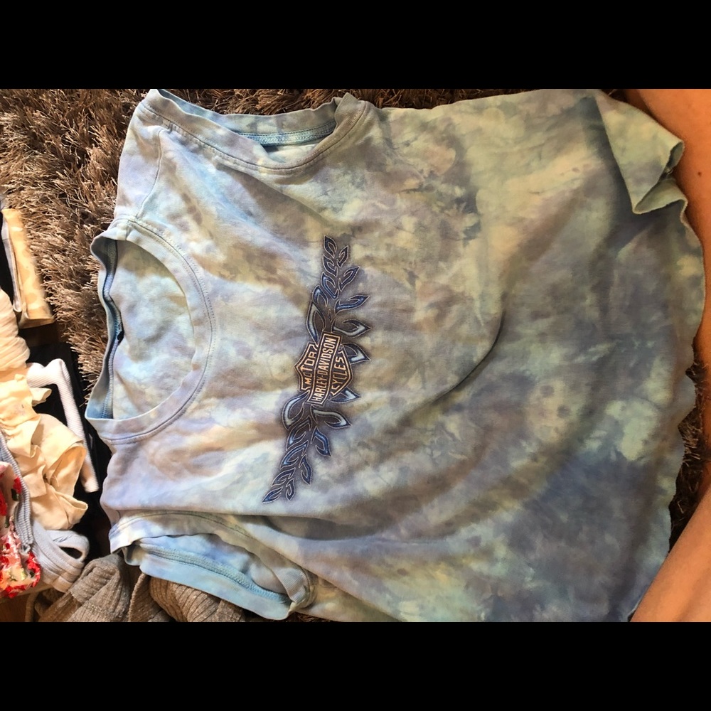 Vintage Harley Davidson cropped tank. Tie dye